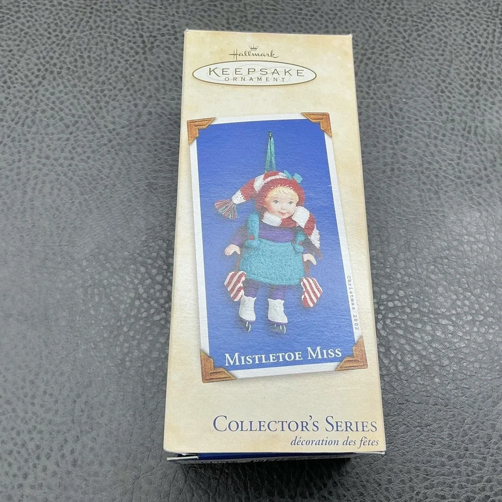 Vintage Hallmark Keepsake Ornament Mistletoe Miss 2002 Porcelain Fabric Boxed